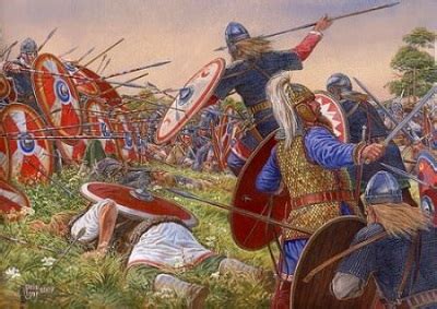 La Batalla de Mons Badonicus: Un choque entre romanos y británicos, marcando el final de la era romana en Britania